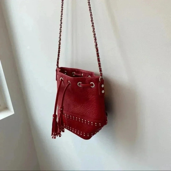 Mango Red Leather Studded Purse - Picture 7 of 12